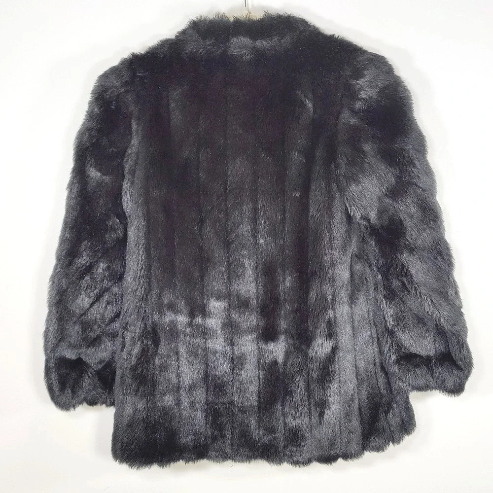 Vintage G-4000 Black Faux Fur Coat Made in USA Mob Wife Glam Small